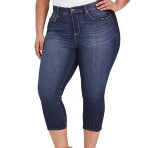 Torrid Sky High Skinny Premium Stretch Jeans Cropped Whisker Medium Wash 26x25